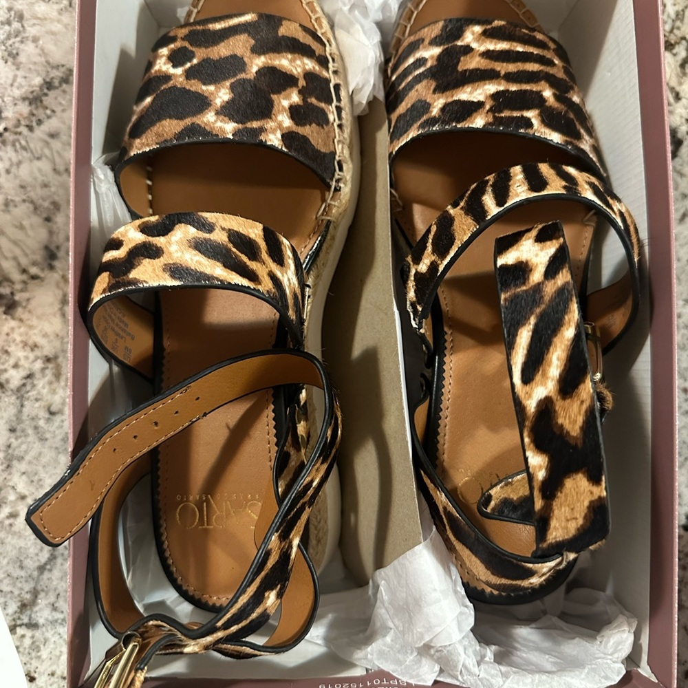 NWT Franco Sarto A-Calvin, Espradille Platform Sandal Size 8 Women’s Cheetah 🐆